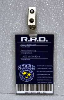 Resident Evil ID Badge STARS RPD Jill Valentine Rear Security  