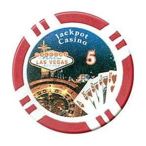  100 Jackpot Casino Clay Poker Chips   $5 Sports 