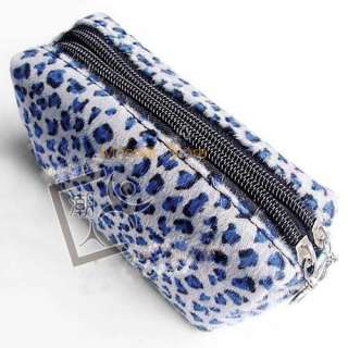Leopard Design Double Zipper Clutch Velvet Purse Wallet  