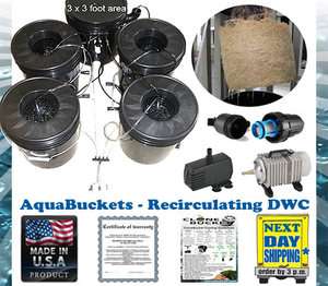 AquaBuckets 4 Deep Water Culture Hydroponic System  DWC Kit by Hydro 
