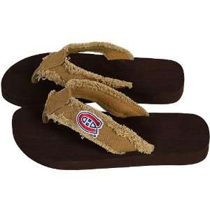  NHL Montreal Canadiens Unisex Frayed Flip Flops   Brown 