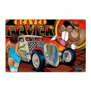   Rod Garage Auto Beaver Fever Vintage Car Metal Sign