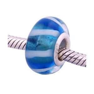  Wave Pool Blue Bead .925 Silver Murano Glass Charm for 
