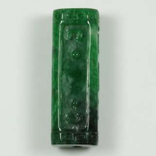 Awesome Imperial Column Carving Green Pendant 100% Natural Grade A 