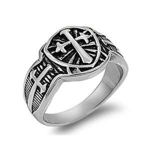  Stainless Steel Oxidized Sword Design Mens Ring Size 12 Jewelry