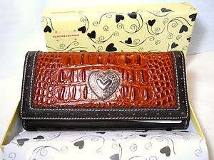   Embossed Genuine Leather Western Style Wallet Heart Concho, Gift Boxed