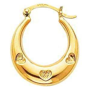    14K Gold Stamped Hearts Hollow Hoop Earrings Jewelry Jewelry
