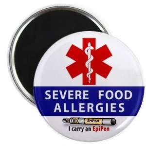 SEVERE FOOD ALLERGIES EpiPen Allergy Medical Alert 2.25 inch Fridge 
