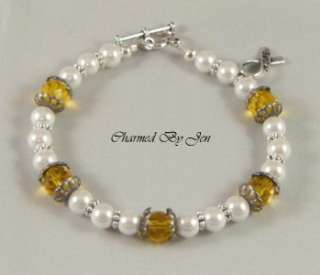 SUICIDE Awareness Czech Glass & Pearl Bracelet w/ Charm  
