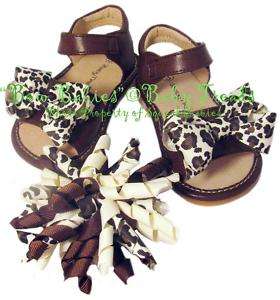 Squeaky Shoes Add A Bow Brown Sandal Cheetah Bow Korker  