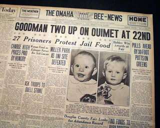 JOHNNY GOODMAN Francis Quimet GOLF 1932 Omaha Newspaper  