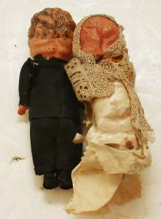 Vintage KEWPIE Celluloid Wedding Cake Topper Dolls Bride & Groom 