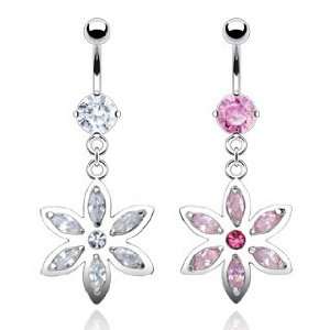   with Petal Flower Dangle   14G   3/8 Bar Length   Sold Individually
