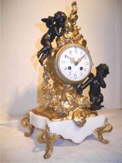 Fine antique AMOR PUTTI BIRDS NEST Table Clock c1880 Fabrication 