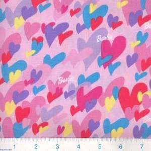  46 Wide Barbie Scattered Hearts Fabric By The Yard Arts 