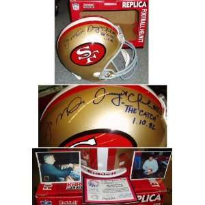  Joe Montana & Dwight Clark Signed 49ers Throwback Replica Helmet w 