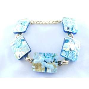    Light Blue Gold Murano Glass Venetian Bracelet Jewelry Jewelry