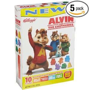 Kelloggs Fruit Snacks, Alvin and Chipmunks, 9 Ounce Boxes (Pack of 5 