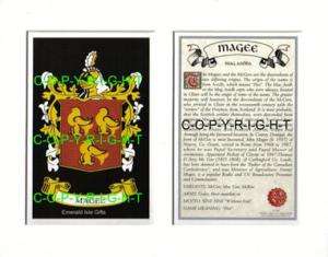 Magee Heraldic Mount Coat of Arms Crest + History  