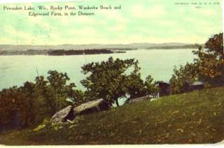 PEWAUKEE LAKE, WI ROCKY POINT WAUKESHA BEACH 1912  
