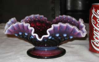BEST #2 VINTAGE FENTON PLUM HOBNAIL OPALESCENT ART GLASS FRUIT 