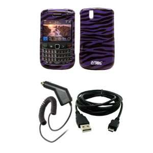 and Black Zebra Design Hard Case Cover + Car Charger (CLA) + USB Data 