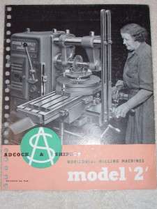 Vtg Adcock&Shipley Catalog~Model 2 Milling Machines  