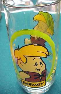 1986 BARNEY RUBBLE FLINTSTONE GLASS FROM PIZZA HUT  