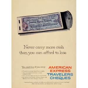  1956 Ad American Express Traveler Cheques Western Union 