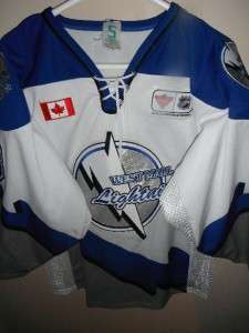   GAME USED WORN LACE UP BOWMAN LIGHTNING HOCKEY JERSEY CANADA CANUCKS