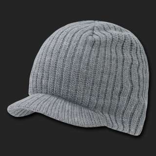 Grey Campus Knit Visor Beanie Jeep Cap Caps Hat Hats  
