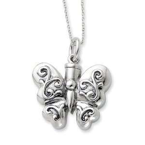  Sterling Silver Antiqued Butterfly Ash Holder 18in 