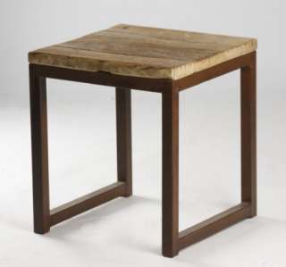 MODERN RUSTIC RECLAIMED ELM WOOD RECTANGLE SIDE END TABLE NEW