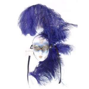  Blue Gold Feather Volto Piuma Venetian Masquerade Mask 
