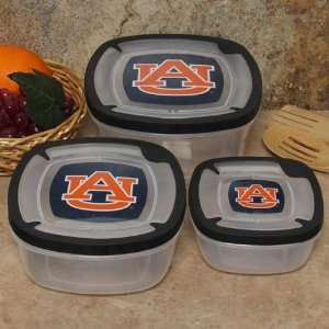 Auburn Tigers 3 Pack Square Food Containers  Sports 
