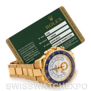 Rolex Yachtmaster II White Arabic Dial 18k Yellow Gold Mens Watch 