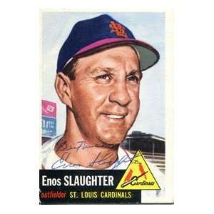  Enos Slaugther Autographed 1953 Topps Card Sports 