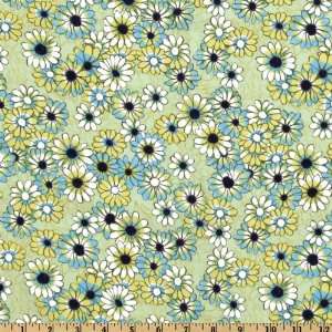  44 Wide Ashelighs Garden Daisy Light Green Fabric By 