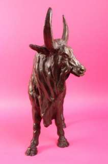 LARGE SIZE WALL STREET BRONZE BULL STATUE SIGNED BARYE SCULTURE FIGURE 