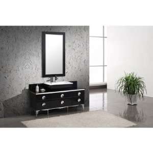 Moselle 59 Modern Glass Bathroom Vanity with Mirror Finish / Faucet 