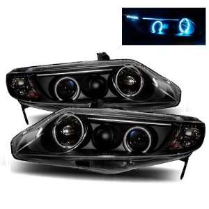 06 11 Honda Civic Sedan Black CCFL Halo Projector Headlights /w Amber