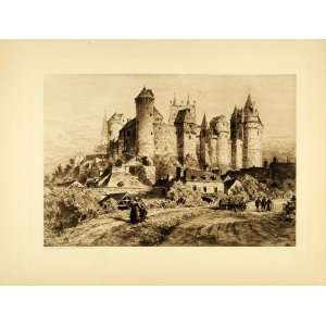  1905 Photogravure Castle Vitre Brittany France Ancient 