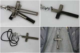   Rhinestone double Cross Pendant Chain Necklace Favor Jesus Gift 039