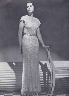 Vintage Knitting PATTERN Lace Evening Gown Dress 1930s  