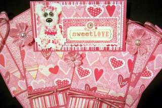 SCRAPBOOK PAGE MAT SET & TITLE, PREMADE SEWN SWEET LOVE VALENTINE 