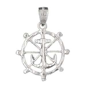   Pendant Ships Wheel with Anchor 2.3   Gram(s) CleverSilver Jewelry