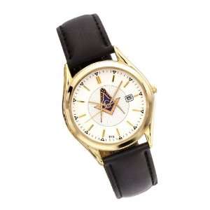    Mens Gold Plated Caravelle Masonic Blue Lodge Watch Jewelry