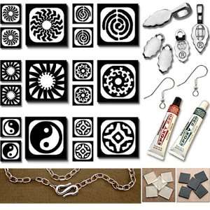 18 Silver Dichroic Round Pattern Jewelry Design Kit 