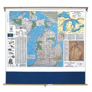  64 x 50 Michigan Wall Map