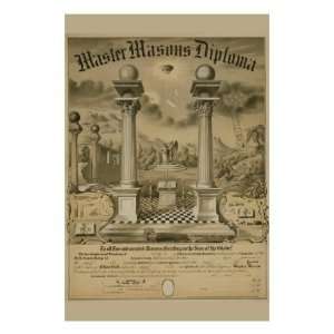  Masonic Symbols   Master Masons Diploma Premium Poster 